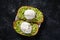 Sandwich with avocado, cheese and poached egg