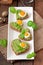 Sandwich with avocado paste and egg