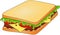 Sandwich. Bread with cheese, tomato, meat and salad. fast food