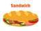 Sandwich, breakfast fast food. Cartoon flat style. Vector illustration