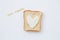 sandwich for breakfast in form of heart with cheese - good morning inscription