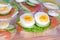 Sandwich buffet with salmon and eggs