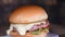 sandwich burger gourmet food with meat salad and cheese, fast food street food