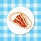 Sandwich with butter and bacon. A slice of bread with buttered butter and two slices of bacon. Vector illustration