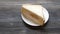 Sandwich butter and bolona slice on wood table, breakfast bread food tasty and delicious