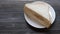 Sandwich butter and bolona slice on wood table, breakfast bread food tasty and delicious