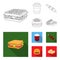 Sandwich, coffee, shish kebab, burger.Fast food set collection icons in outline,flat style vector symbol stock