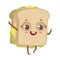 Sandwich Cute Anime Humanized Cartoon Food Character Emoji Vector Illustration