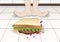 The sandwich fell to the floor top down, vector illustration