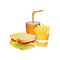 sandwich, fries french and soda food