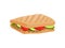 Sandwich with ham, tomato and cucumber. Vector illustration.