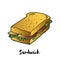 Sandwich hand drawing sketch. Great for restaurant menu or banner