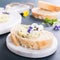 Sandwich with herb and edible flowers butter