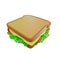 Sandwich icon. White toasted bread with lettuce, cheese and tomatoes. Vegetarian sandwich. Fast food. Icon for Landing Page Design