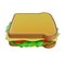 Sandwich icon. White toasted bread with lettuce, cheese and tomatoes. Vegetarian sandwich. Fast food. Icon for Landing Page Design