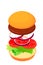 Sandwich isometric style. Vector illustration, fast food