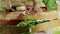 Sandwich with lettuce tomato cheese salami ham