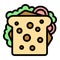 Sandwich lunch icon color outline vector