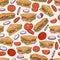 Sandwich lunch seamless pattern colorful