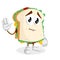 Sandwich mascot and background goodbye pose