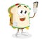 Sandwich mascot and background with selfie pose