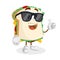 Sandwich mascot and background thumb pose