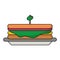 Sandwich with olive on dish symbol