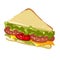 Sandwich panini fast food flat vector icon