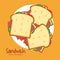 Sandwich plate bread lunch snack icon