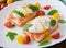 Sandwich with poached eggs with salmon