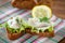 Sandwich salted herring and lettuce