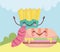 Sandwich sausage and french fries menu character cartoon food cute