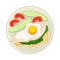 Sandwich with Scrambled Egg and Greenery Served on Plate with Vegetables Vector Illustration
