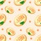 Sandwich seamless pattern with red caviar. Russian traditional delicatessen.