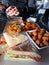 Sandwich Sweet Potato Tots and Chicken Wings