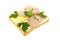 Sandwich toast,cod liver, slices of lemon and pars