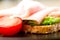 Sandwich turkey tomato salad leaf