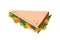 Sandwich with vegetable and meat filling. Fast food, breakfast snack with greens, lettuce, cheese, tomato and cutlet