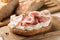 Sandwich with whole wheat bread prosciutto cotto