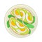 Sandwiches with Avocado and Boiled Egg Served on Plate with Greenery Vector Illustration