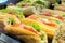 Sandwiches in bakery display