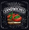 Sandwiches chalkboard menu, graphic sketch