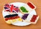 Sandwiches with flags of four countries