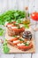 Sandwiches with mozzarella, tomatoes and rye bread