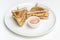 Sandwiches on a plate. Photograph of food on a light background