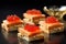 Sandwiches with red caviar. Generative AI technology