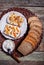 Sandwiches of rye bread with cream cheese, dried fruits, nuts