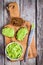 Sandwiches with rye bread and homemade guacamole