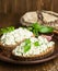 Sandwiches with rye bread and ï¿½ottage cheese with spices