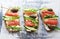Sandwiches with trout and arugula
